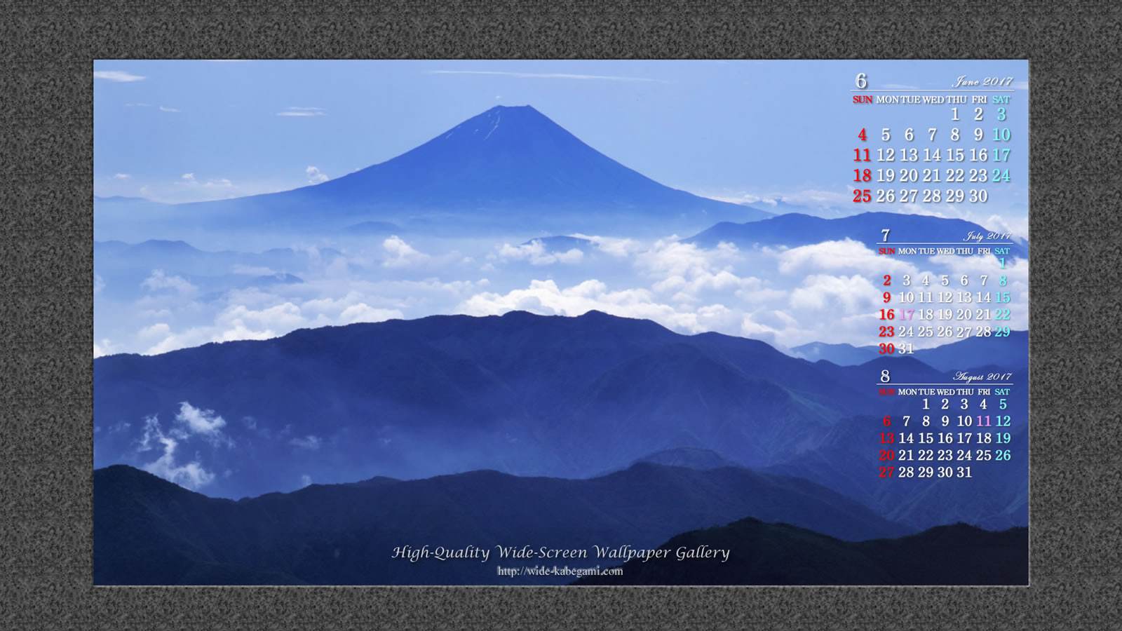 ６月のカレンダー壁紙－富士山
