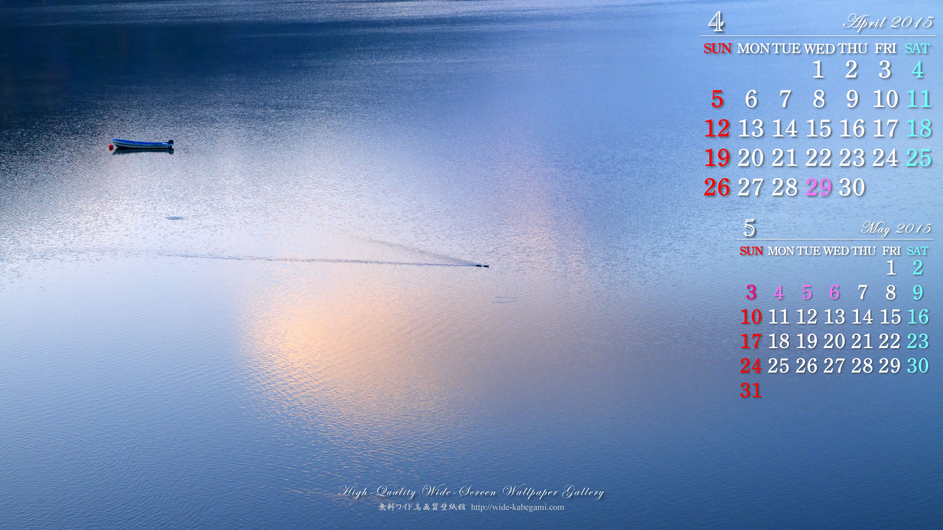 今月のカレンダー壁紙－湖面の水鳥