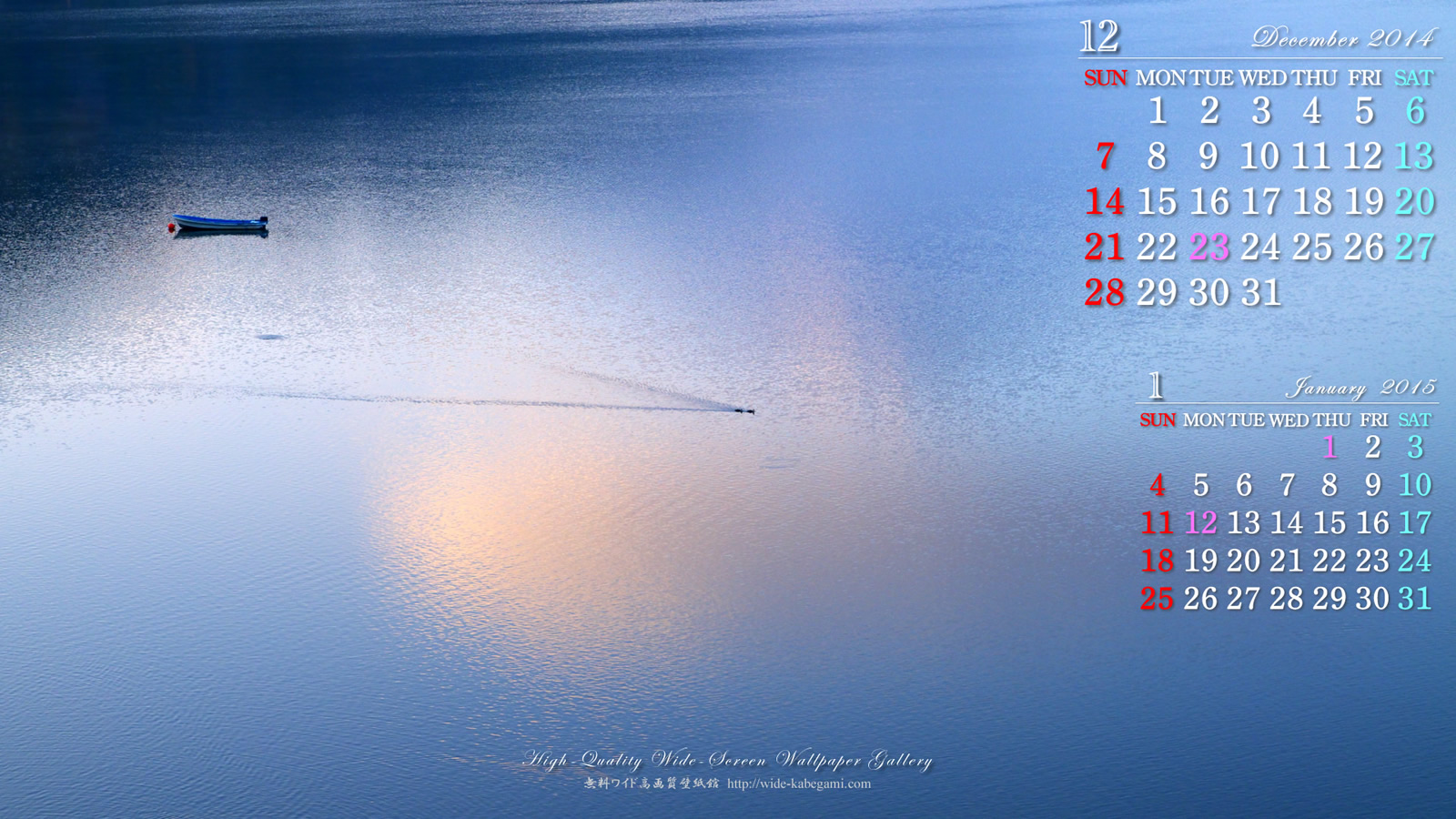 今月のカレンダー壁紙－水面の水鳥