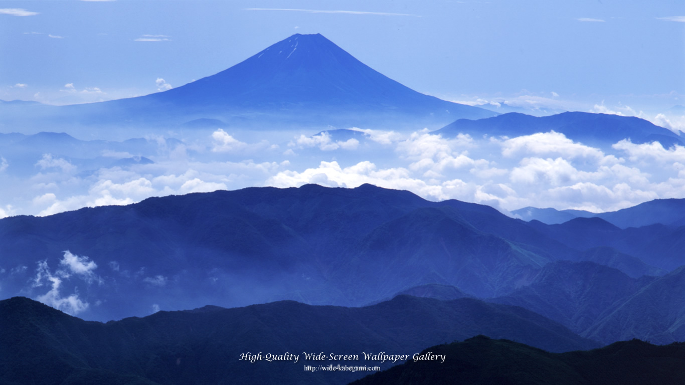 ワイド自然壁紙(16:9-1366x768)－盛夏の富士山