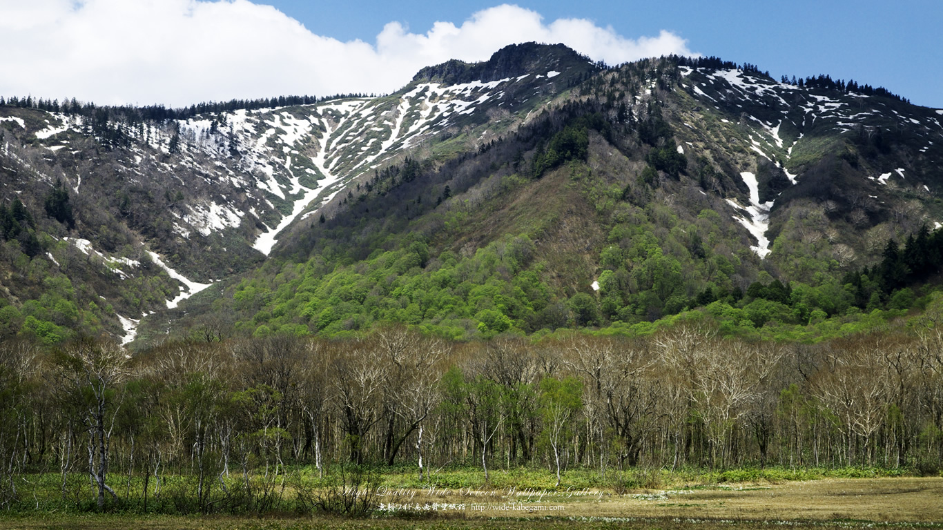 ワイド自然壁紙(16:9-1366x768)－残雪の景鶴山